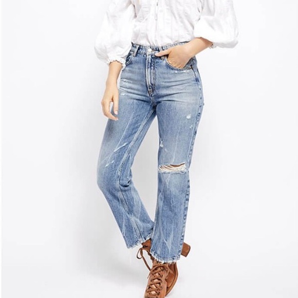 We The Free Denim - Free People Dakoda Strait Leg Distressed Jeans